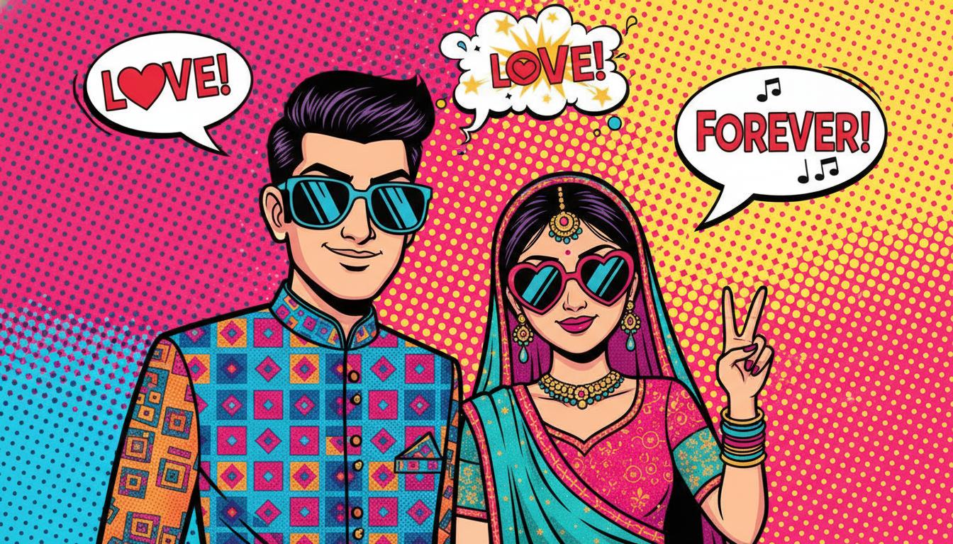 PopShaadi - Bold pop-art Indian wedding couple