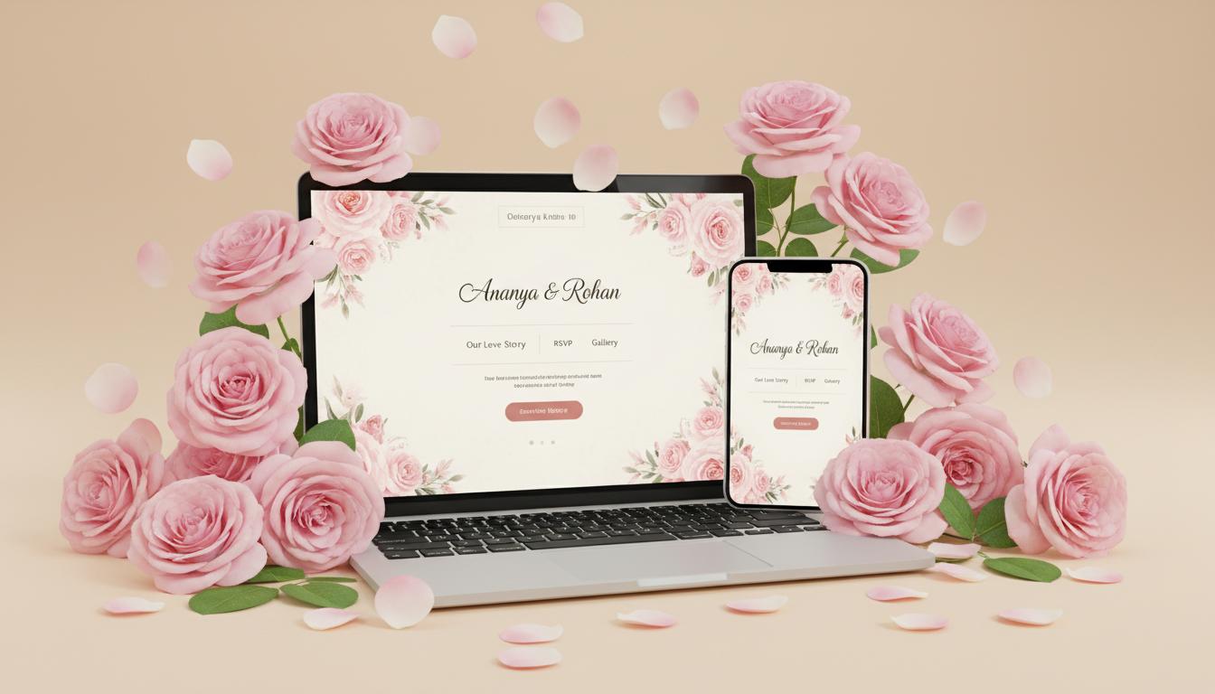 Vivaah Web - Wedding website on laptop and phone